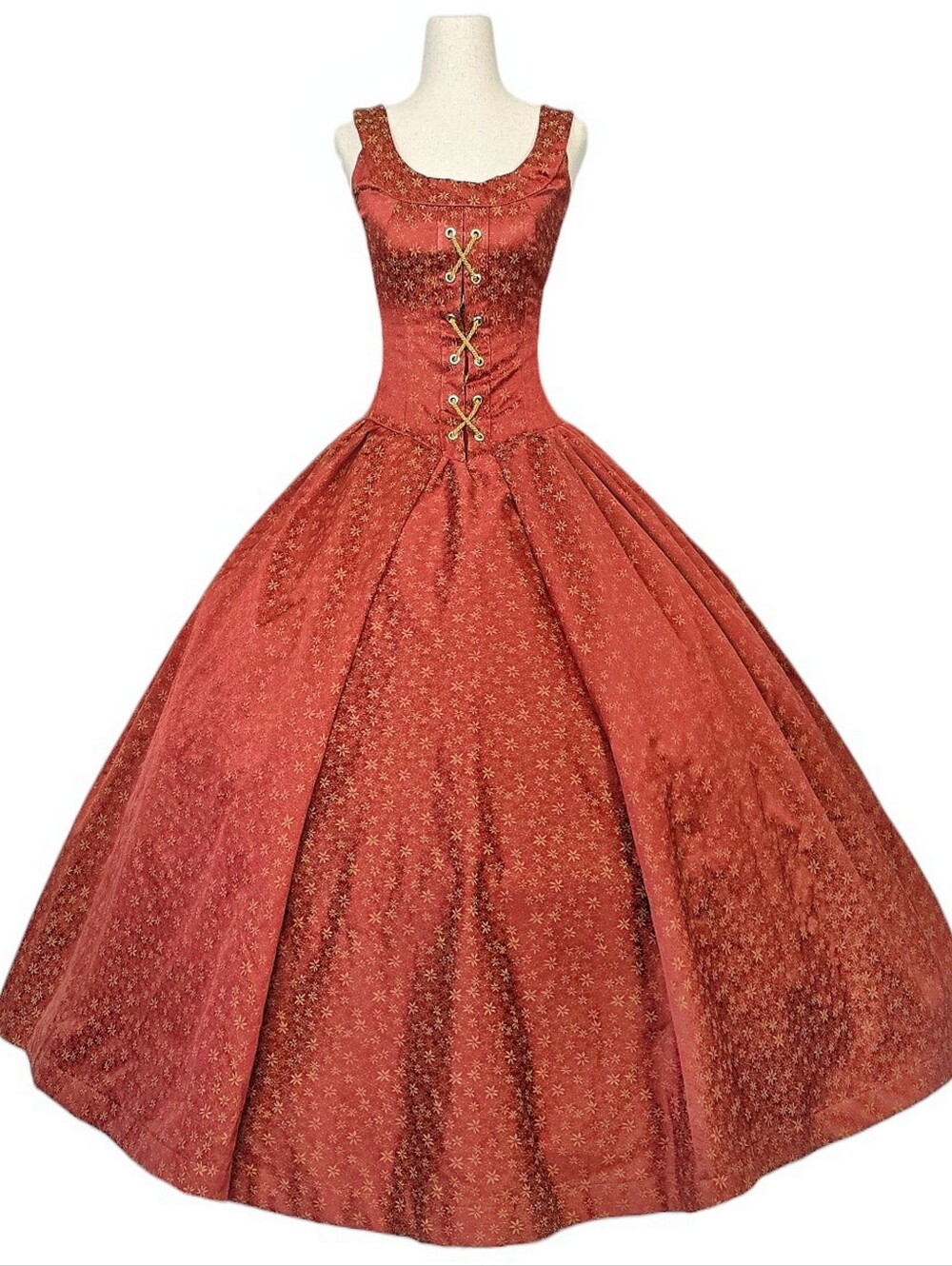 Vintage Renaissance Dress Handmade Y2K Royal Medieval Rust Gold XXS XS Petite